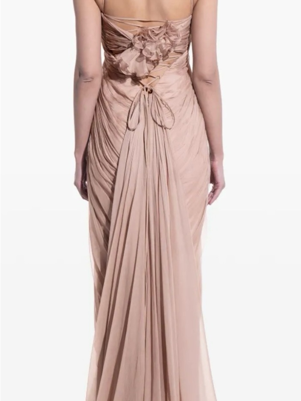 Elegant Blush Pink Pleated Evening Gown - Women - Picture 2 of 9